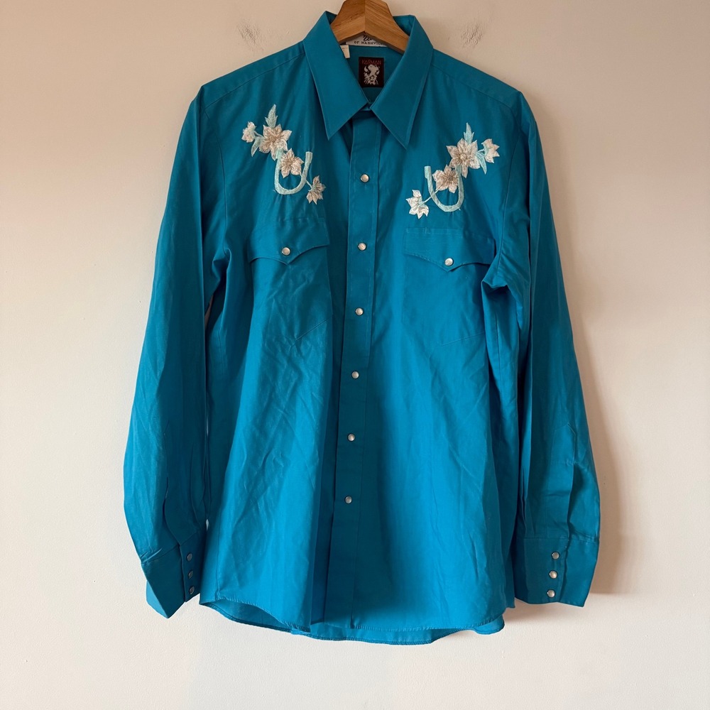 Vintage Karman Tony Alamo Nashville Western Shirt Floral‎ Pearl Snap SEE MEASURE
